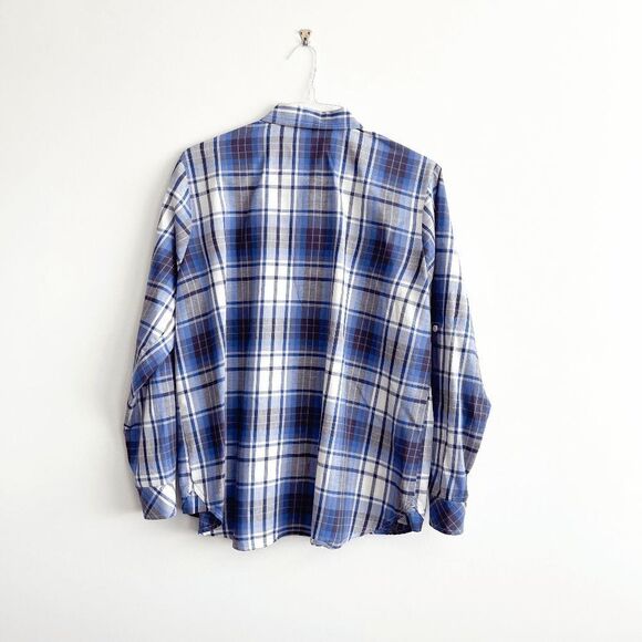 Riders by Lee Womens Button Down Shirt Long Sleeve Plaid Blue White XL - Picture 2 of 8